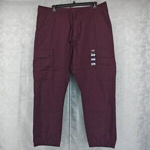 Levis Utility Joggers Mens XXL 40x32 Maroon Cargo Stretch Loose Taper Drawstring